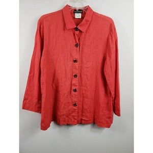 Harve Bernard Linen 100% Linen Button Front Top Sz L blouse